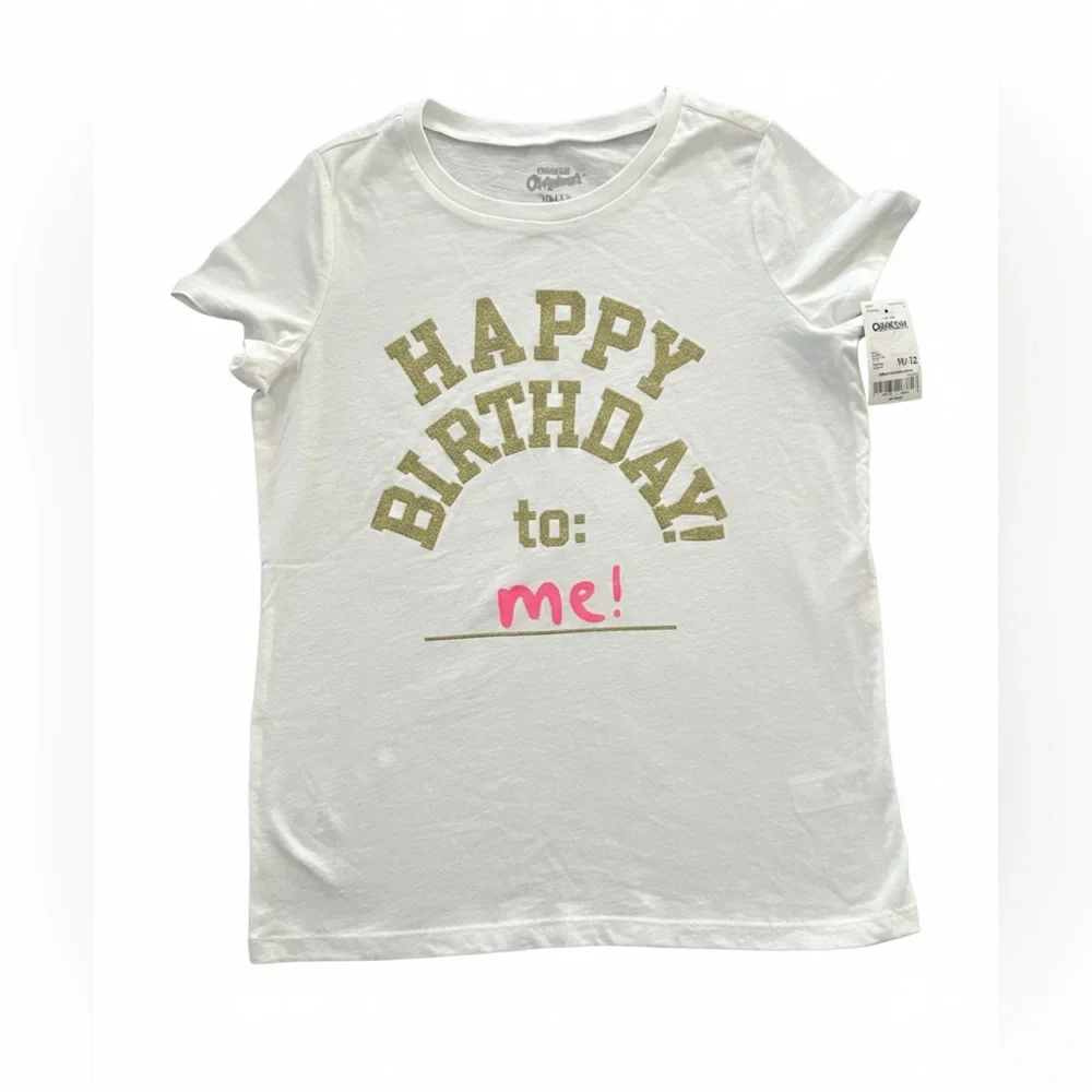OshKosh B'Gosh Girls White Birthday T-Shirt NWT Size 10/12